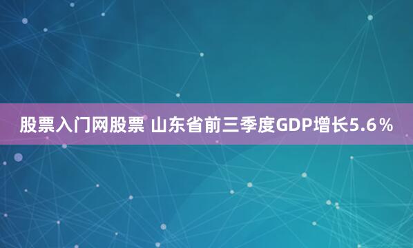 股票入门网股票 山东省前三季度GDP增长5.6％